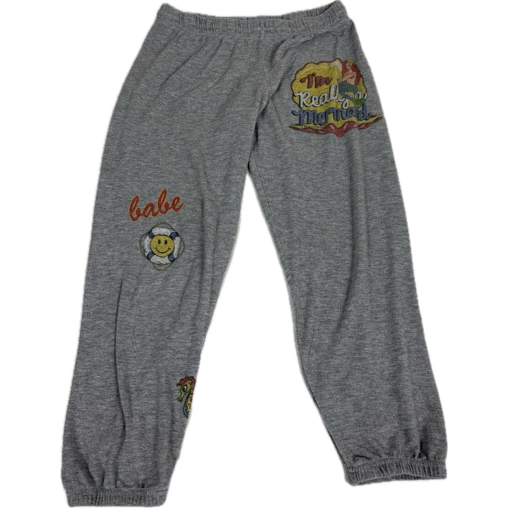 Lauren Moshi Women's large Grey Mermaid Babe Sea Star Cotton Sweatpants Joggers